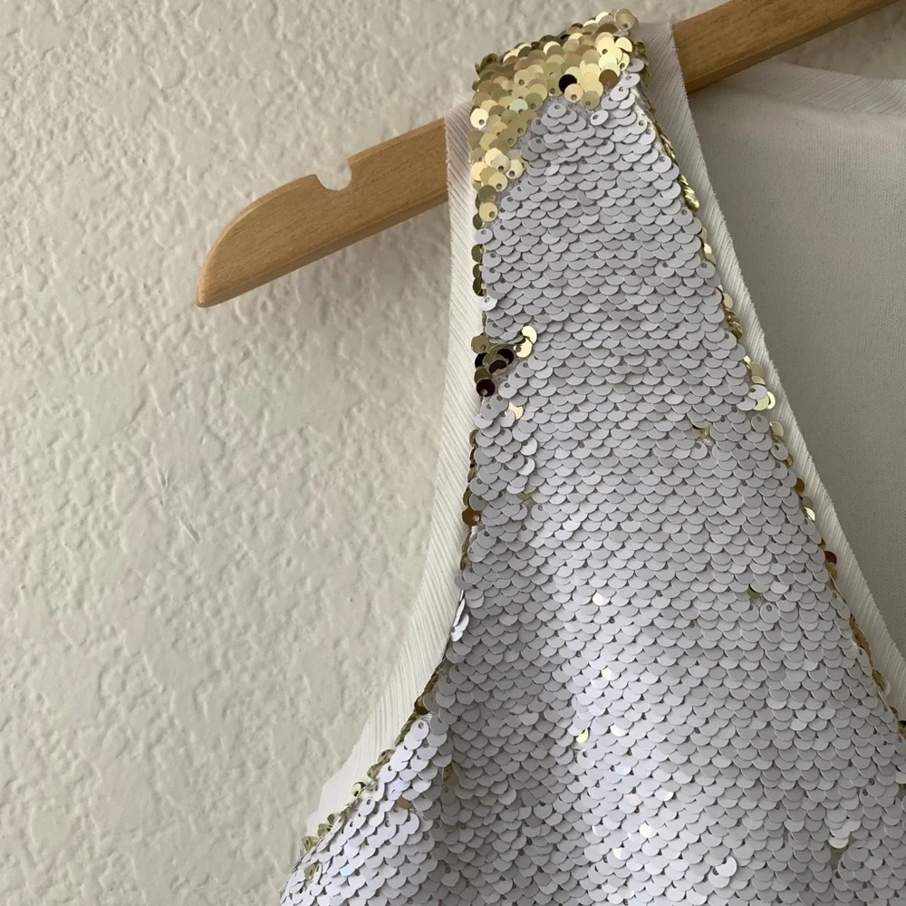 Foxiedox White Gold Flip Sequin Mini Dress XS - Picture 9 of 16